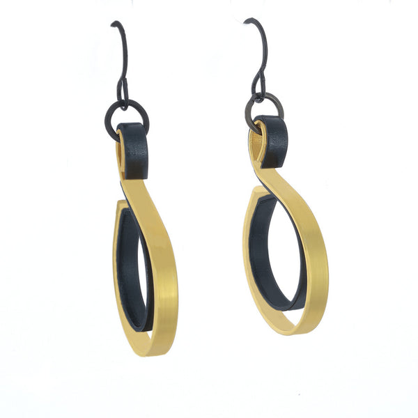 Curve Wave in Gold (with secondary color: black, purple, blue, copper, brown)- French Hook Earrings - Finesse Jewelry