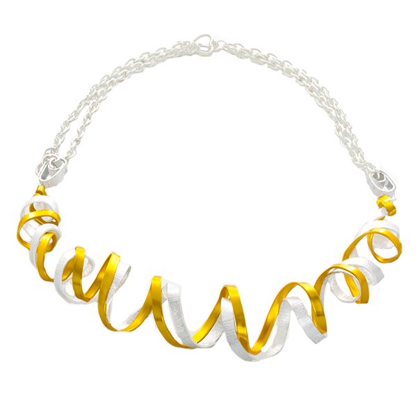 Curve Wave Staement Necklace in Silver and Gold - Finesse Jewelry