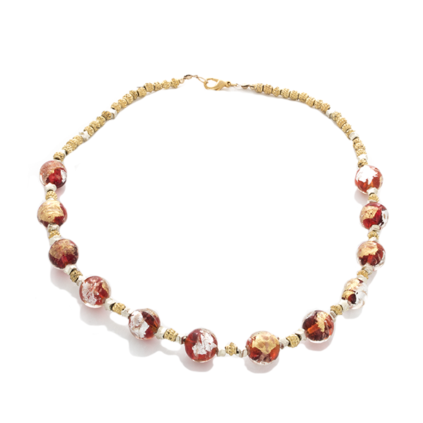 Gold & Silver Blown Glass beaded Necklace - Finesse Jewelry