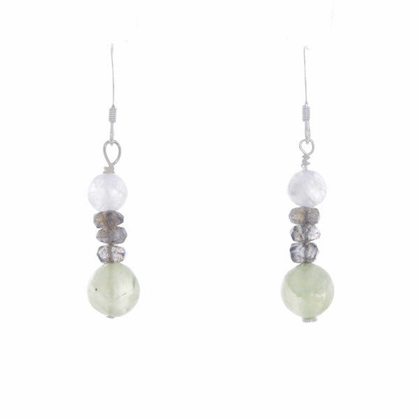 Labordorite, Moonstone, & prehenite French Hook Earrings - Finesse Jewelry