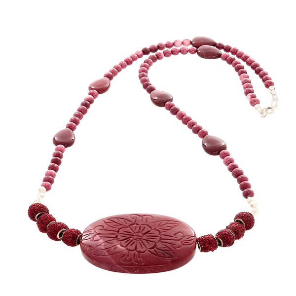 Mookite Rose carved pendant Necklace - Finesse Jewelry