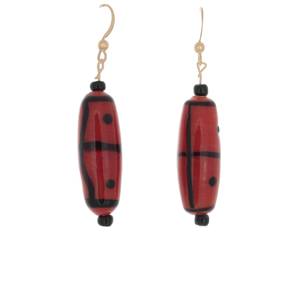 African Orange & black Bead Earrings - Finesse Jewelry