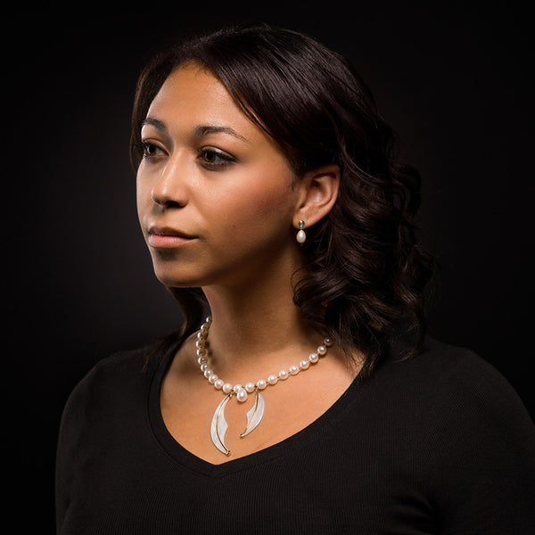 Pearl Wave Set - 14k gold & pearls Earrings, Necklace & bracelet - Finesse Jewelry