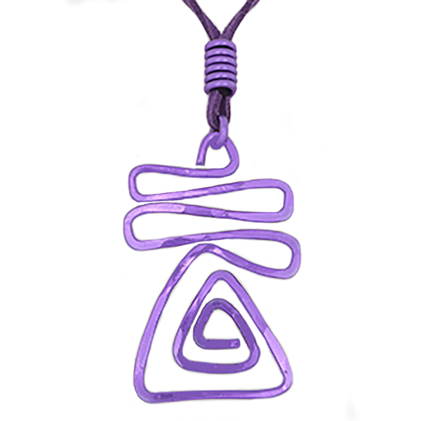 Triangle Wave Abstract Pendant Necklace - purple - Finesse Jewelry