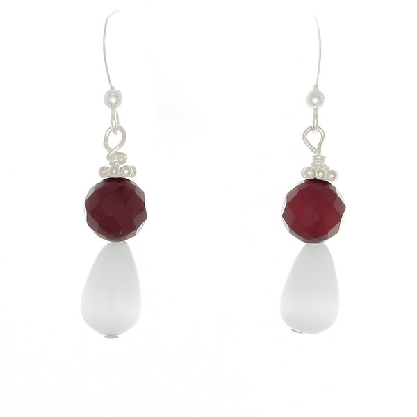 Ulexite & Carnelian Sterling French Hook Earrings - Finesse Jewelry