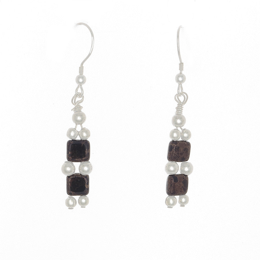 2 Crystal Bead Drop with Sterling Silver Beaded Earrings on French Hooks - Finesse Jewelry