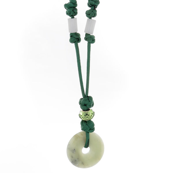 Aventurine "Donut" with Crsytal and glass bead Necklace - Finesse Jewelry