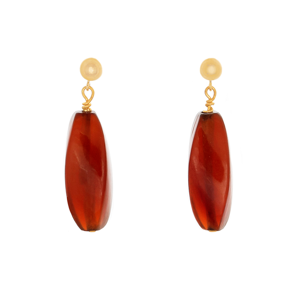 Brown Amber beads on 14k Gold-filled Post earrings - Finesse Jewelry