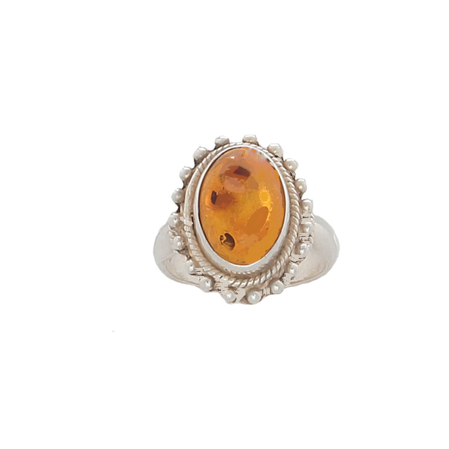 Amber with Insects set in Antique Sterling Silver - Finesse Jewelry
