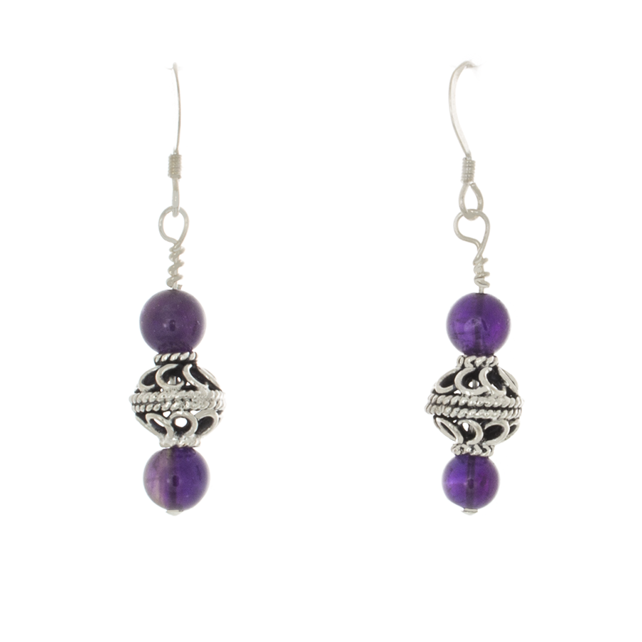 Amethyst and Antique Silver Bead French hook Earrings – Finesse Jewelry