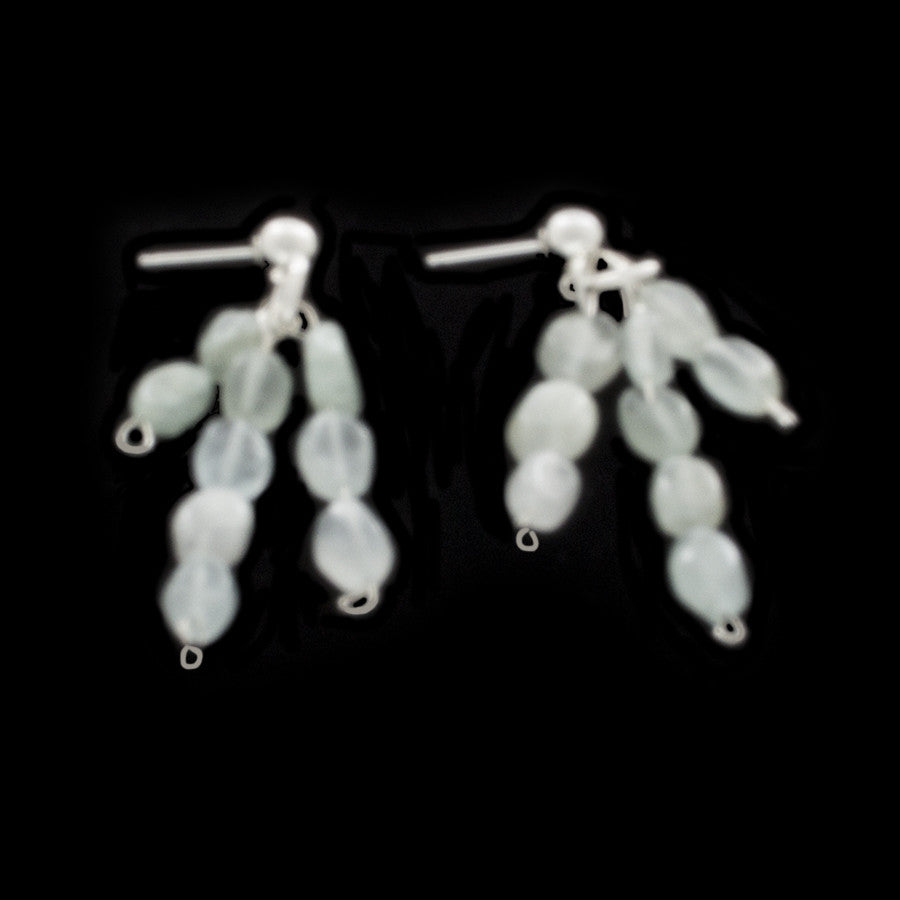 Aquamarine 3-Strand Sterling Silver Post Earrings - Finesse Jewelry