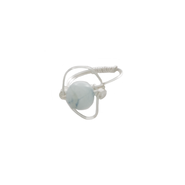 Aquamarine Orbit Bead Ring in Argentium Silver - Finesse Jewelry