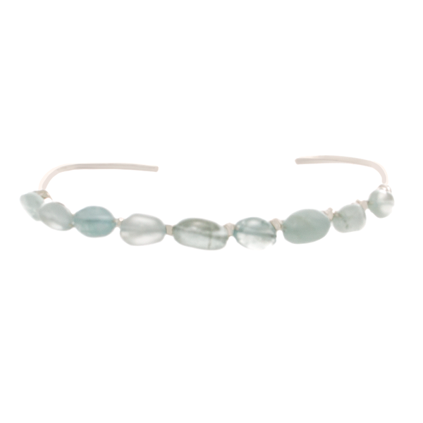 Aquamarine Chip Bead on Sterling silver Cuff Bracelet - Finesse Jewelry