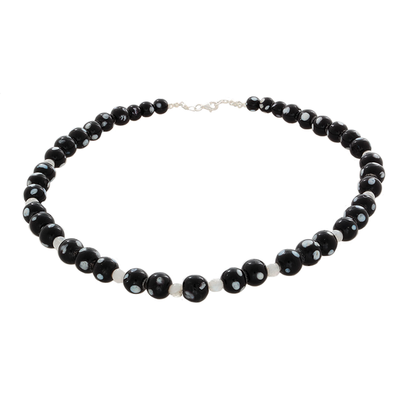 Black Howlite and Moonstone Necklace with Sterling Clasp - Finesse Jewelry