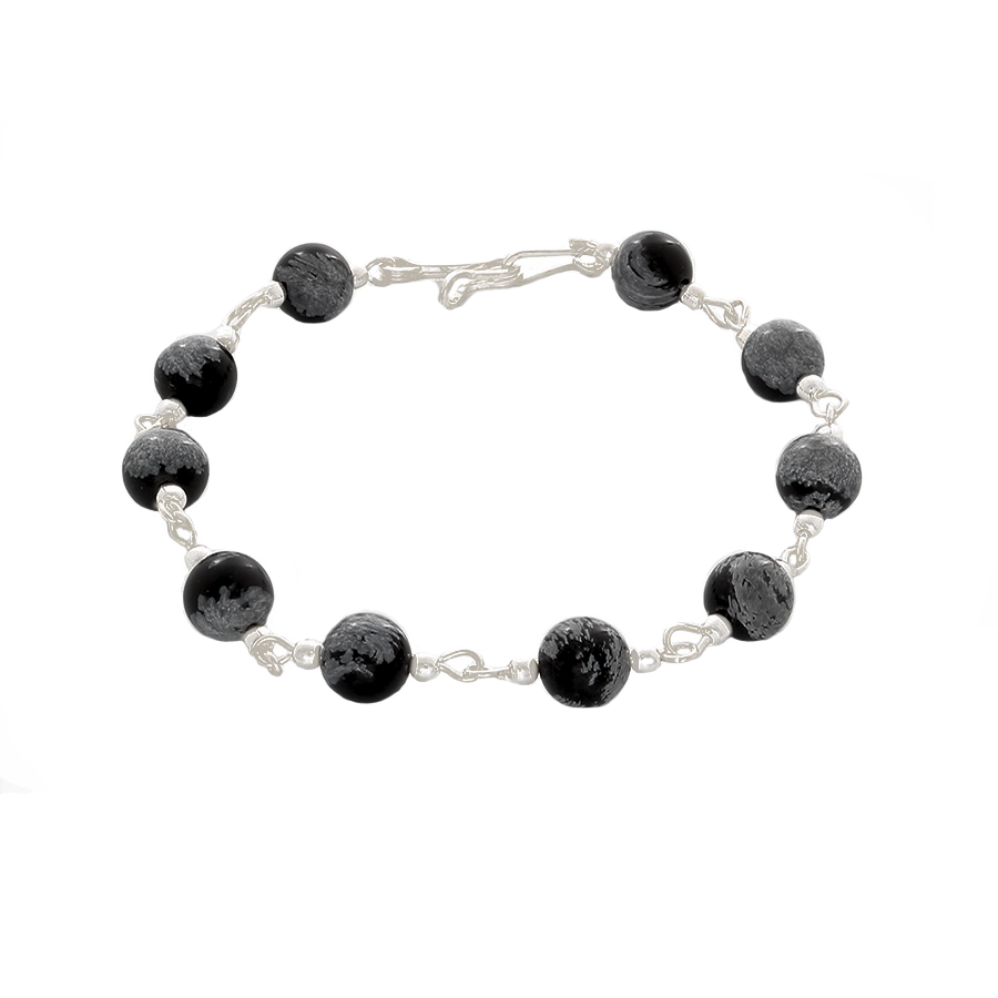 Black Howlite & Sterling Silver Chain Bracelet - Finesse Jewelry