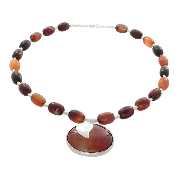 Brown Fire Agate necklace with Pendant - Finesse Jewelry