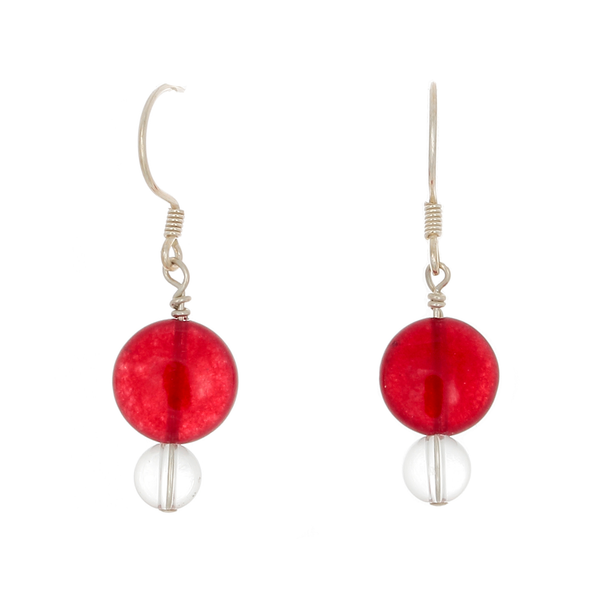 Cherry & Clear Quartz French Wire  Earrings - Finesse Jewelry