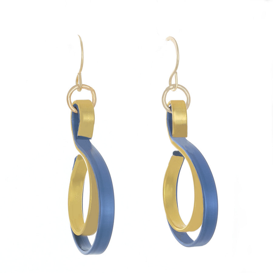 Curve Wave Earrings in Blue (with various secondary colors) on French Hooks - Finesse Jewelry