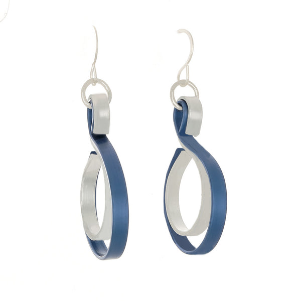 Curve Wave Earrings in Blue (with various secondary colors) on French Hooks - Finesse Jewelry