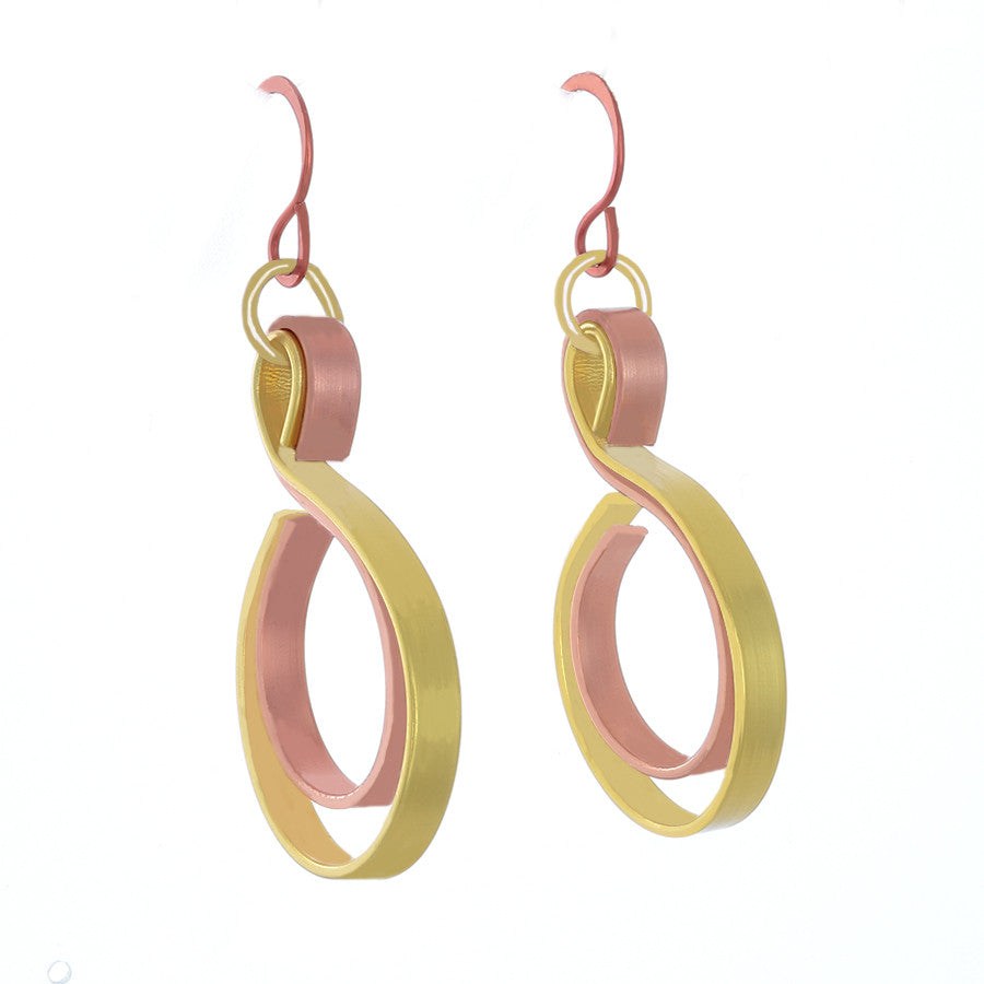 Curve Wave in Gold (with secondary color: black, purple, blue, copper, brown)- French Hook Earrings - Finesse Jewelry