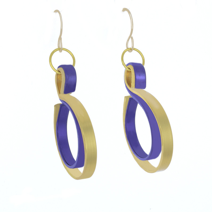Curve Wave in Gold (with secondary color: black, purple, blue, copper, brown)- French Hook Earrings - Finesse Jewelry