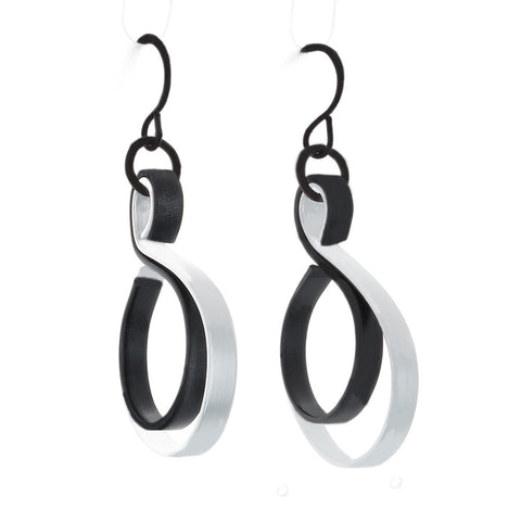 Curve Wave in Silver (with various secondary colors) on French Hook Earrings - Finesse Jewelry