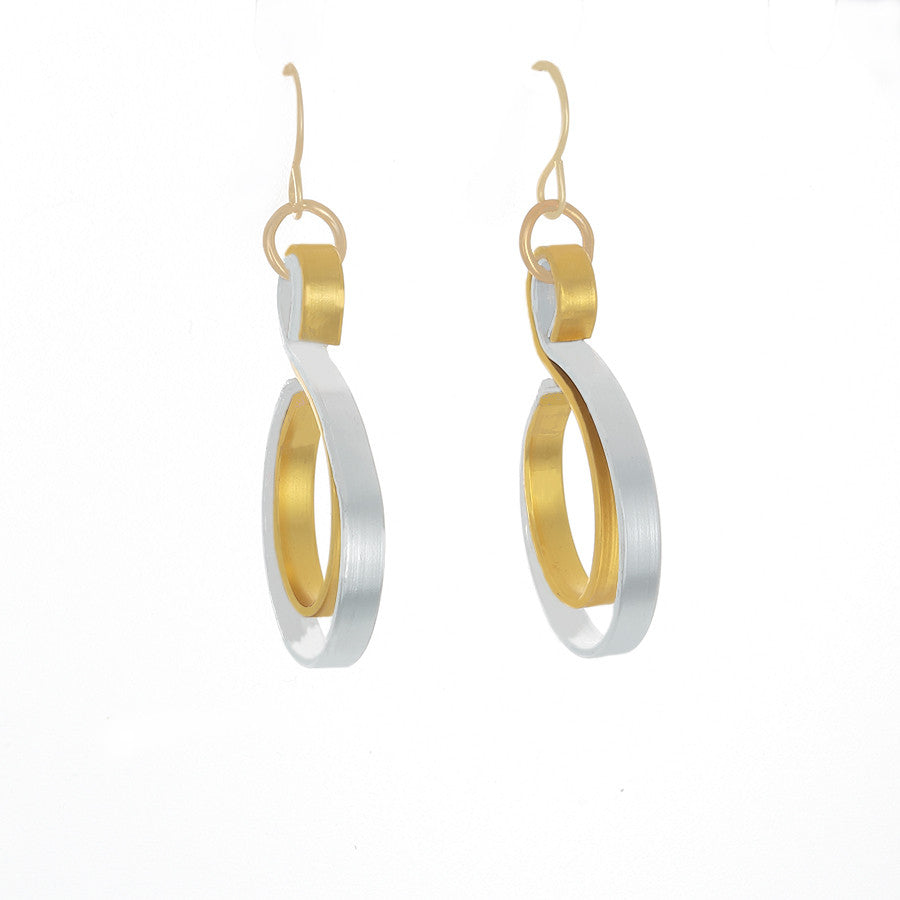 Curve Wave in Silver (with various secondary colors) on French Hook Earrings - Finesse Jewelry