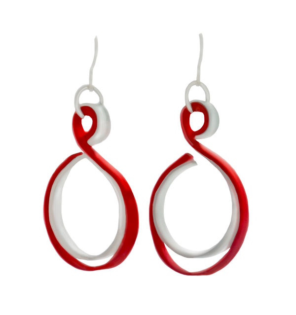 Curve Red (with secondary color: Silver, gold, purple, blue, copper) French Hook  Earrings - Finesse Jewelry