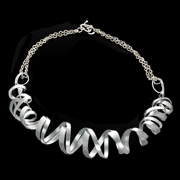 Curve wave two-tones of silver statment Necklace - Finesse Jewelry