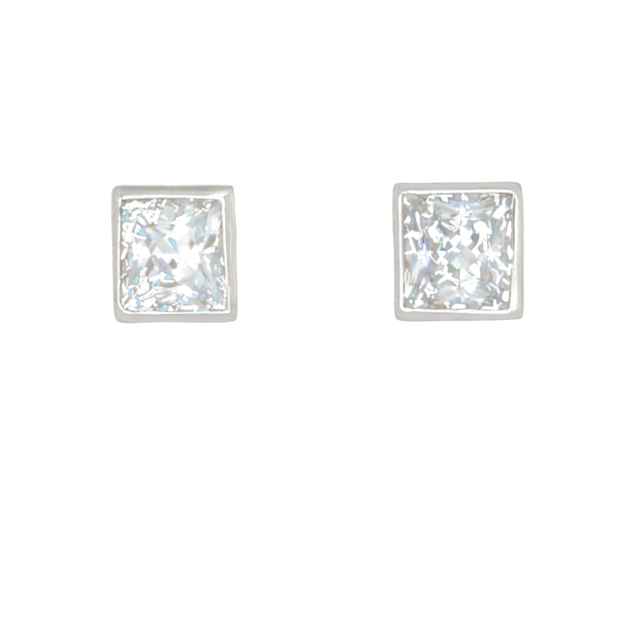 Desert Diamond tcw Princess Cut stud earrings bezel set in 18k