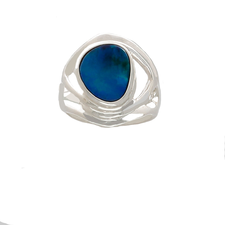 Blue Opal in Sterling Silver Ring (blue fire) - Finesse Jewelry