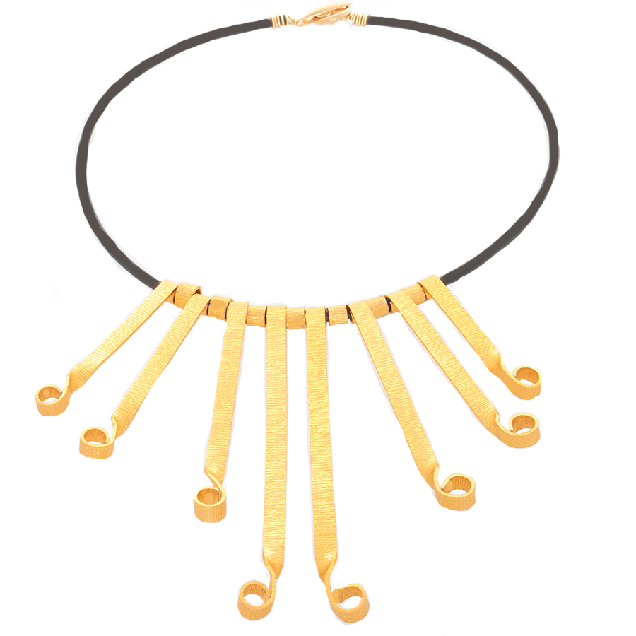 Gold-tone Flair Statement Necklace - Finesse Jewelry
