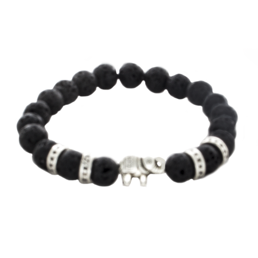 Lava , Elephant Bead Stretch Infusion Bracelet for Men or Women - Finesse Jewelry