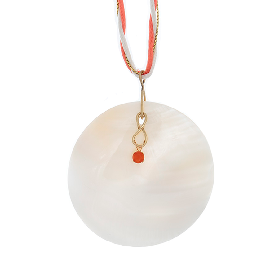 Mother-of-Pearl shell & faceted Mexican Fire Opal Necklace - Finesse Jewelry