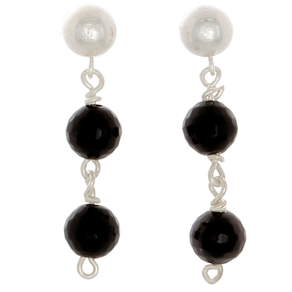 Obsidian Faceted bead drop Post Earrings - Finesse Jewelry