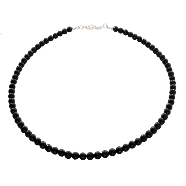 Obsidian faceted beaded necklace with Sterling Silver clasp - Finesse Jewelry