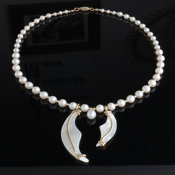 Pearl Wave Necklace - A Grade Pearls and 14k gold-filled - Finesse Jewelry