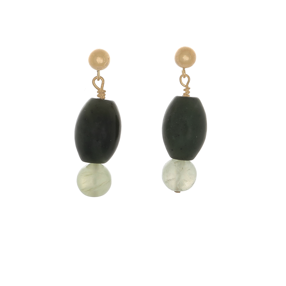Prase & Prehenite Earrings on 14k gold-filled Posts - Finesse Jewelry
