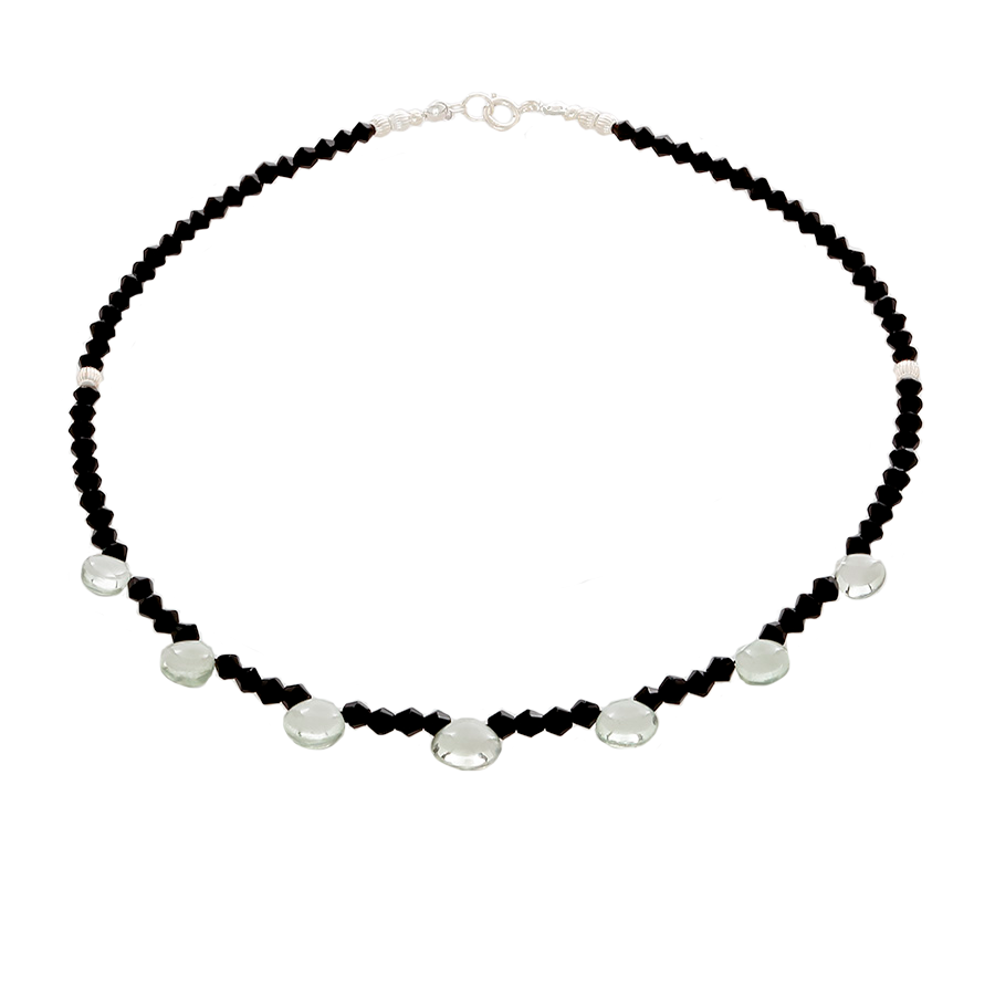 Prasiolite & Black Onyx Faceted beaded Necklace - Finesse Jewelry
