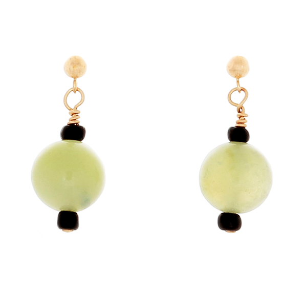 Prehenite bead on Gold-filled Post Earrings - Finesse Jewelry