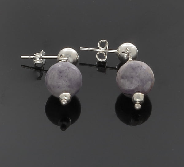Purple Jasper bead earrings on a Sterling Silver ball and post - Finesse Jewelry