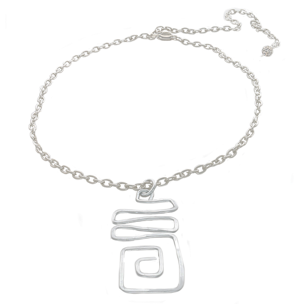 Square Abstract Pendant Necklace on a Silver Colored Adjustable Chain - Finesse Jewelry