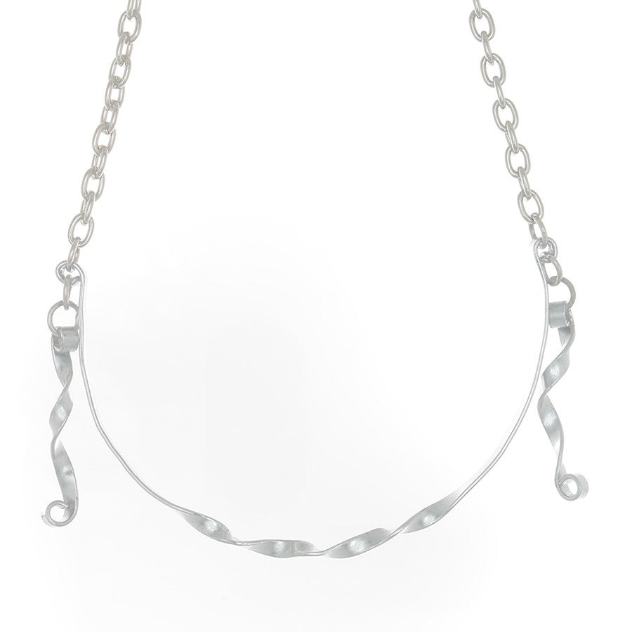 Twisted Silver toned Necklace on Adjustable chain - Finesse Jewelry