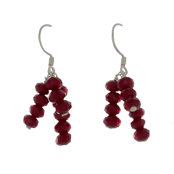 Wine colored crystal earrings on Sterling French Wire - Finesse Jewelry